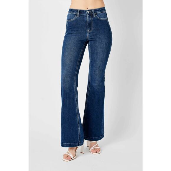Judy Blue Plus 18W Jeans Flare Leg High Rise Stretch Medium Wash Boho Hippie - Picture 1 of 16